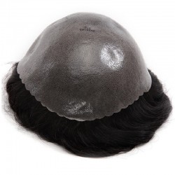 Men’s Wig - Toupee, Ultra-Thin Skin Base 0.03mm, Color #1 (Jet Black), Made With Remy Indian Human Hair