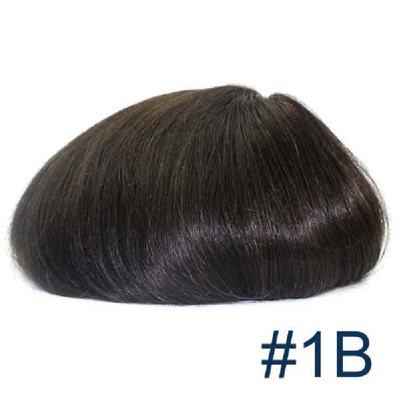 Men’s Wig - Toupee, Super-Thin Skin Base 0.06mm, Color #1B (Off Black), Made With Remy Indian Human Hair