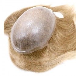 Men’s Wig - Toupee, Super-Thin Skin Base 0.06mm, Color #22 (Light Blonde), Made With Remy Indian Human Hair