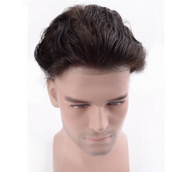 Men’s Wig - Toupee, Super-Thin Skin Base 0.08mm, Color #2 (Darkest Brown), Made With Remy Indian Human Hair
