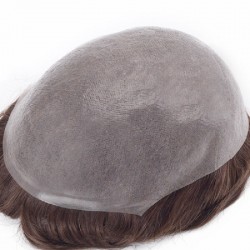 Men’s Wig - Toupee, Super-Thin Skin Base 0.08mm, Color #4ASH (Dark Brown with Ash Tone), Made With Remy Indian Human Hair