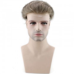 Men’s Wig - Toupee, Super-Thin Skin Base 0.08mm, Color #6 (Medium Brown), Made With Remy Indian Human Hair