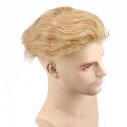 Men’s Wig - Toupee, Super-Thin Skin Base 0.08mm, Color #22 (Light Blonde), Made With Remy Indian Human Hair