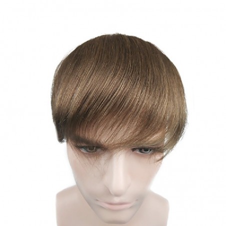 Men's Frontal Hairpiece Specially Designed to Cover Receding Hairline, Color #6 (Medium Brown), Made With Remy Indian Human Hair