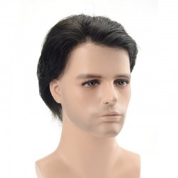 Men’s Wig - Toupee, Full French Lace Base, Color #1 (Jet Black), Made With Remy Indian Human Hair