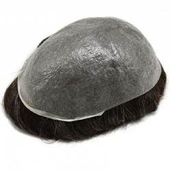 Men’s Wig - Toupee, Super-Thin Skin Base 0.06mm, Color #1B05 (Off Black with 5% Grey Hair), Made With Remy Indian Human Hair