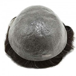 Men’s Wig - Toupee, Super-Thin Skin Base 0.06mm, Color #1B10 (Off Black with 10% Grey Hair), Made With Remy Indian Human Hair