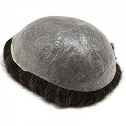 Men’s Wig - Toupee, Super-Thin Skin Base 0.08mm, Color #1B30 (Off Black with 30% Grey Hair), Made With Remy Indian Human Hair