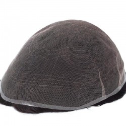 Men’s Wig - Toupee, Full French Lace Base, Color #1B30 (Off Black with 30% Grey Hair), Made With Remy Indian Human Hair