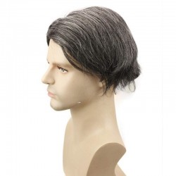 Men’s Wig - Toupee, Full French Lace Base, Color #1B40 (Off Black with 40% Grey Hair), Made With Remy Indian Human Hair