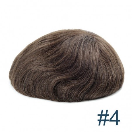 Men’s Wig - Toupee, Full French Lace Base, Color #4 (Dark Brown), Made With Remy Indian Human Hair