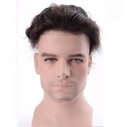 Men’s Wig - Toupee, Full French Lace Base, Color #4 (Dark Brown), Made With Remy Indian Human Hair