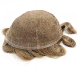 Men’s Wig - Toupee, Full French Lace Base, Color #18 (Dark Blonde), Made With Remy Indian Human Hair
