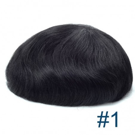 Men’s Wig - Toupee, Full Swiss Lace Base, Color #1 (Jet Black), Made With Remy Indian Human Hair