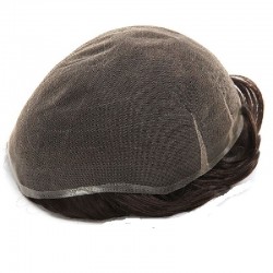 Men’s Wig - Toupee, Full Swiss Lace Base, Color #1B30 (Off Black), Made With Remy Indian Human Hair