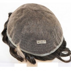 Men’s Wig - Toupee, Full Swiss Lace Base, Color #1B50 (Off Black with 505 Grey Hair), Made With Remy Indian Human Hair