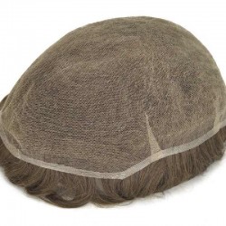 Men’s Wig - Toupee, Full Swiss Lace Base, Color #7ASH (Light Brown with Ash Tone), Made With Remy Indian Human Hair