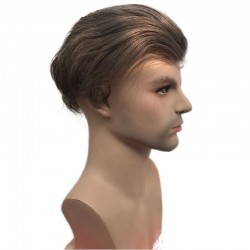 Men’s Wig - Toupee, Full Swiss Lace Base, Color #2 (Darkest Brown), Made With Remy Indian Human Hair
