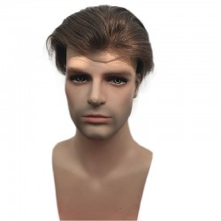 Men’s Wig - Toupee, Full Swiss Lace Base, Color #2 (Darkest Brown), Made With Remy Indian Human Hair