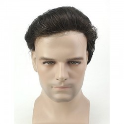 Men's Wig - Toupee, Super Fine Welded Mono Base, Color #1B10 (Off Black with 10% Grey Hair), Made With Remy Indian Human Hair
