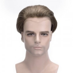 Men's Wig - Toupee, French Lace Base with Poly all around, Color #4 (Dark Brown), Made With Remy Indian Human Hair