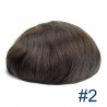 Men's Wig - Toupee, French Lace Base with Poly all around, Color #2 (Darkest Brown), Made With Remy Indian Human Hair
