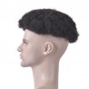 Men’s Wig - Toupee, Afro Curl, French Lace Base with Thin clear PU, Color #1A (Black), Made With Remy Indian Human Hair