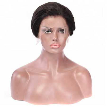 Full Lace Wig, Short Length, 6", Pixie Cut, Color #1B (Off Black), Made With Remy Indian Human Hair
