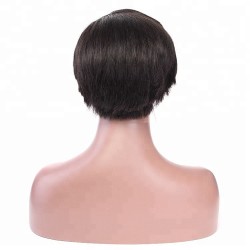 Full Lace Wig, Short Length, 6", Pixie Cut, Color #1B (Off Black), Made With Remy Indian Human Hair