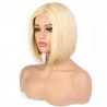 Full Lace Wig, Short Length, 8", Bob Cut, Color #613 (Platinum Blonde), Made With Remy Indian Human Hair