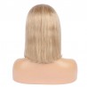 Full Lace Wig, Short Length, 10", Bob Cut, Color #18 (Light Ash Blonde), Made With Remy Indian Human Hair