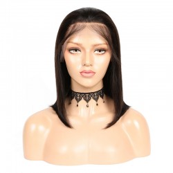 Full Lace Wig, Medium Length, Baby Hair, Color #1B (Off Black), Made With Remy Indian Human Hair