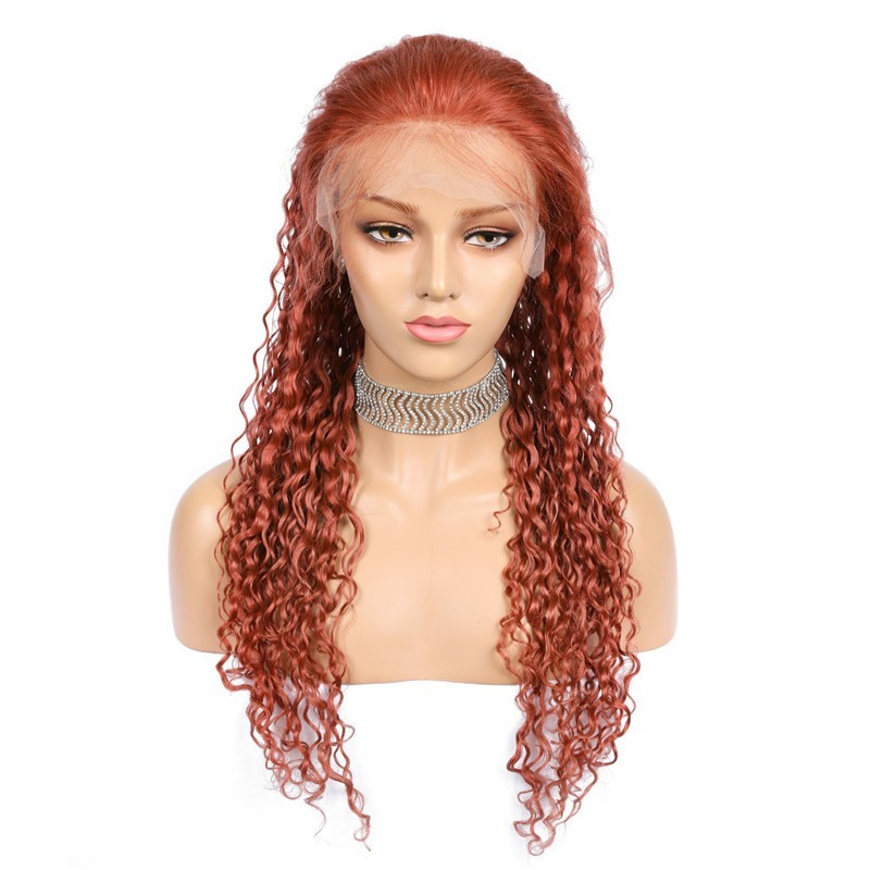 Full Lace Wig, Extra Long Length, Curly, Color #35 (Red Rust), Made With Remy Indian Human Hair