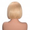 Lace Front Wig, Short Length, 8", Bob Cut With Fringe, Color #22 (Light Pale Blonde), Made With Remy Indian Human Hair