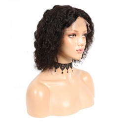 Lace Front Wig, Short Length, 10", Curly, Color #1B (Off Black), Made with Remy Indian Human Hair