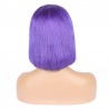 Lace Front Wig, Short Length, 10", Bob Cut, Color Purple Iris, Made With Remy Indian Human Hair