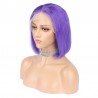 Lace Front Wig, Short Length, 10", Bob Cut, Color Purple Iris, Made With Remy Indian Human Hair