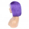 Lace Front Wig, Short Length, 10", Bob Cut, Color Purple Iris, Made With Remy Indian Human Hair