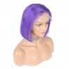 Lace Front Wig, Short Length, 10", Bob Cut, Color Purple Iris, Made With Remy Indian Human Hair