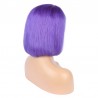 Lace Front Wig, Short Length, 10", Bob Cut, Color Purple Iris, Made With Remy Indian Human Hair
