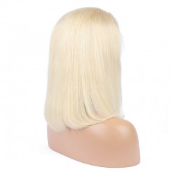 Full Lace Wig, Medium Length, Color #60 (Lightest Blonde), Made With Remy Indian Human Hair