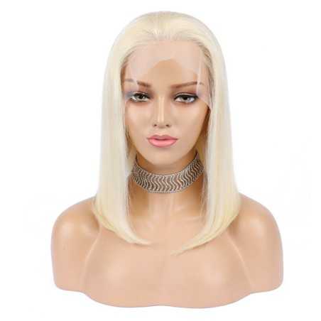Full Lace Wig, Medium Length, Color 60 (Lightest Blonde), Made With Remy Indian Human Hair