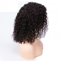 Lace Front Wig, Medium Length, Deep Curly, Color #1B (Off Black), Made With Remy Indian Human Hair