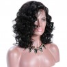 Lace Front Wig, Medium Length, Curly, Color #1 (Jet Black), Made With Remy Indian Human Hair
