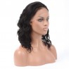 Lace Front Wig, Medium Length, Loose Wavy, Color #1 (Jet Black), Made With Remy Indian Human Hair