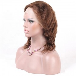 Lace Front Wig, Medium Length, Deep Wavy, Color #4 (Dark Brown), Made With Remy Indian Human Hair