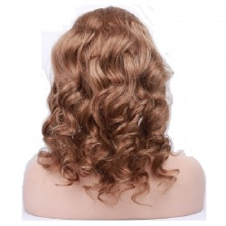 Lace Front Wig, Medium Length, Loose Wavy, Color #33 (Auburn), Made With Remy Indian Human Hair