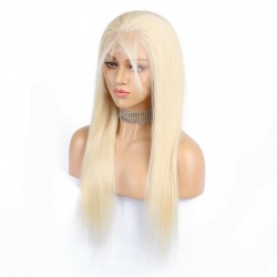 Lace Front Wig, Long Length, Color #60 (Lightest Blonde), Made With Remy Indian Human Hair