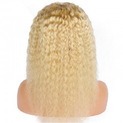 Lace Front Wig, Long Length, Curly, Color #613 (Platinum Blonde), Made With Remy Indian Human Hair