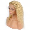 Lace Front Wig, Long Length, Curly, Color #613 (Platinum Blonde), Made With Remy Indian Human Hair